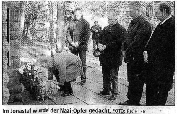 GEDENKEN IM JONASTAL – Für Opfer im Alltag innegehalten