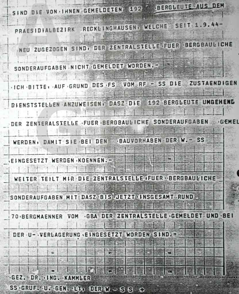 Telegramm von Hans Kammler an Dr. Brandt