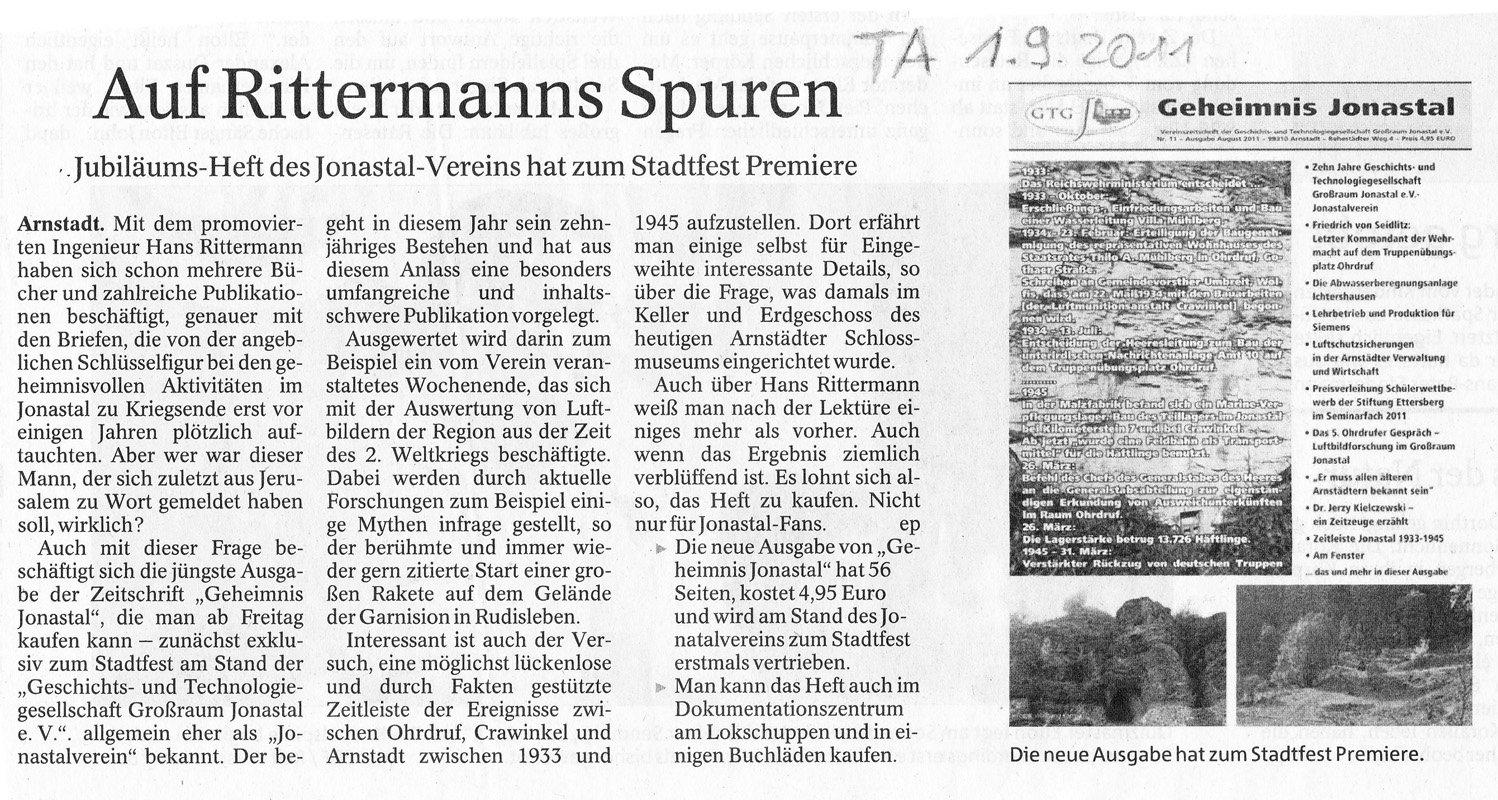 Thüringer Allgemeine Arnstadt 01.09.2011